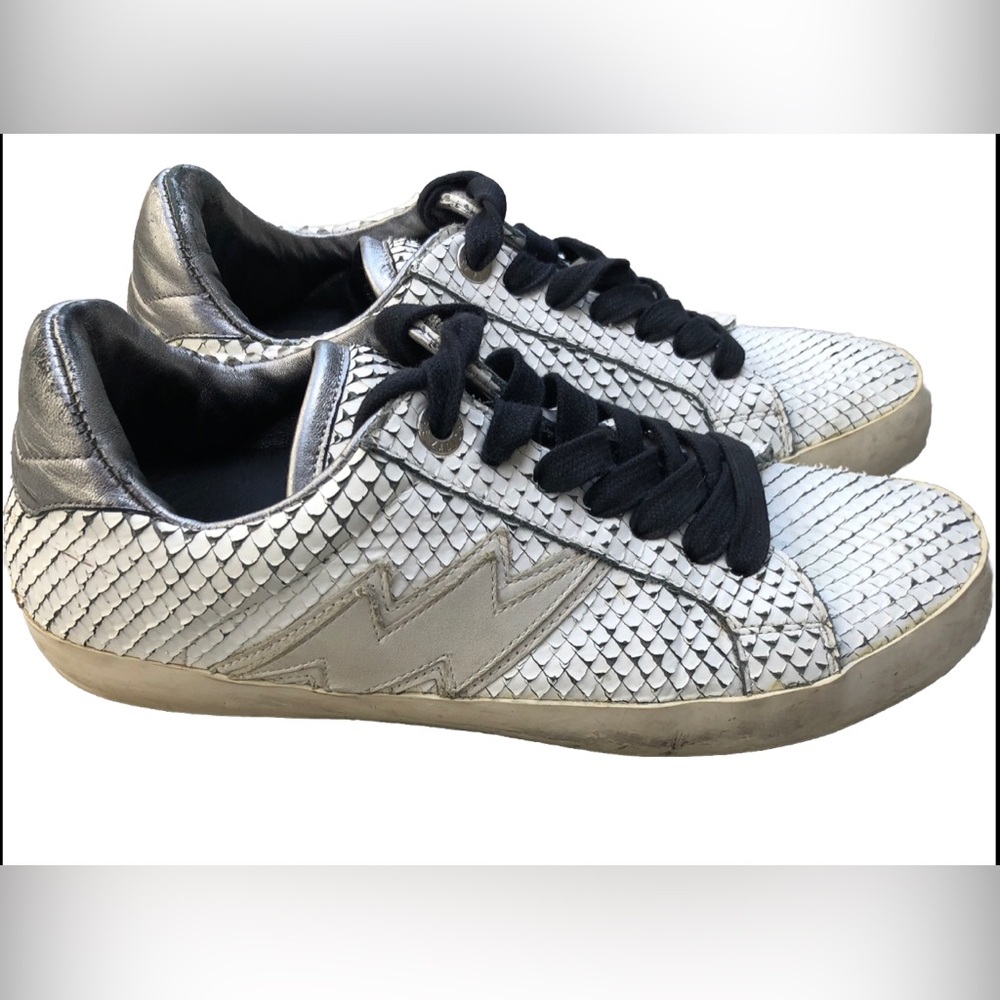 Zadig & Voltaire Keith Sneaker Snakeskin Lightening Bolt. Size 39.